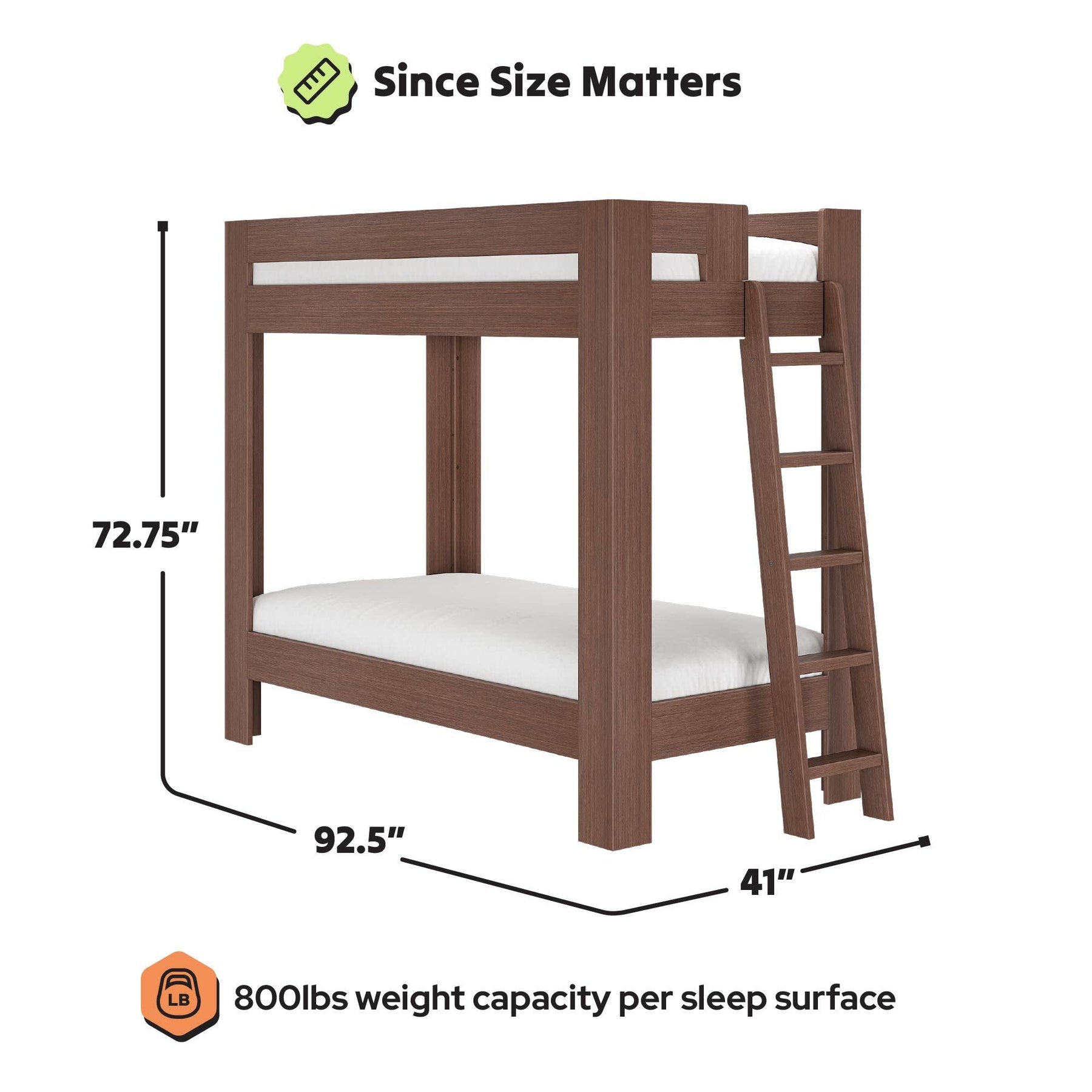 Olympic Twin XL Over Twin XL Bunk Bed – Embossed Brown 19 Olympic Twin XL Over Twin XL Bunk Bed in Embossed Brown