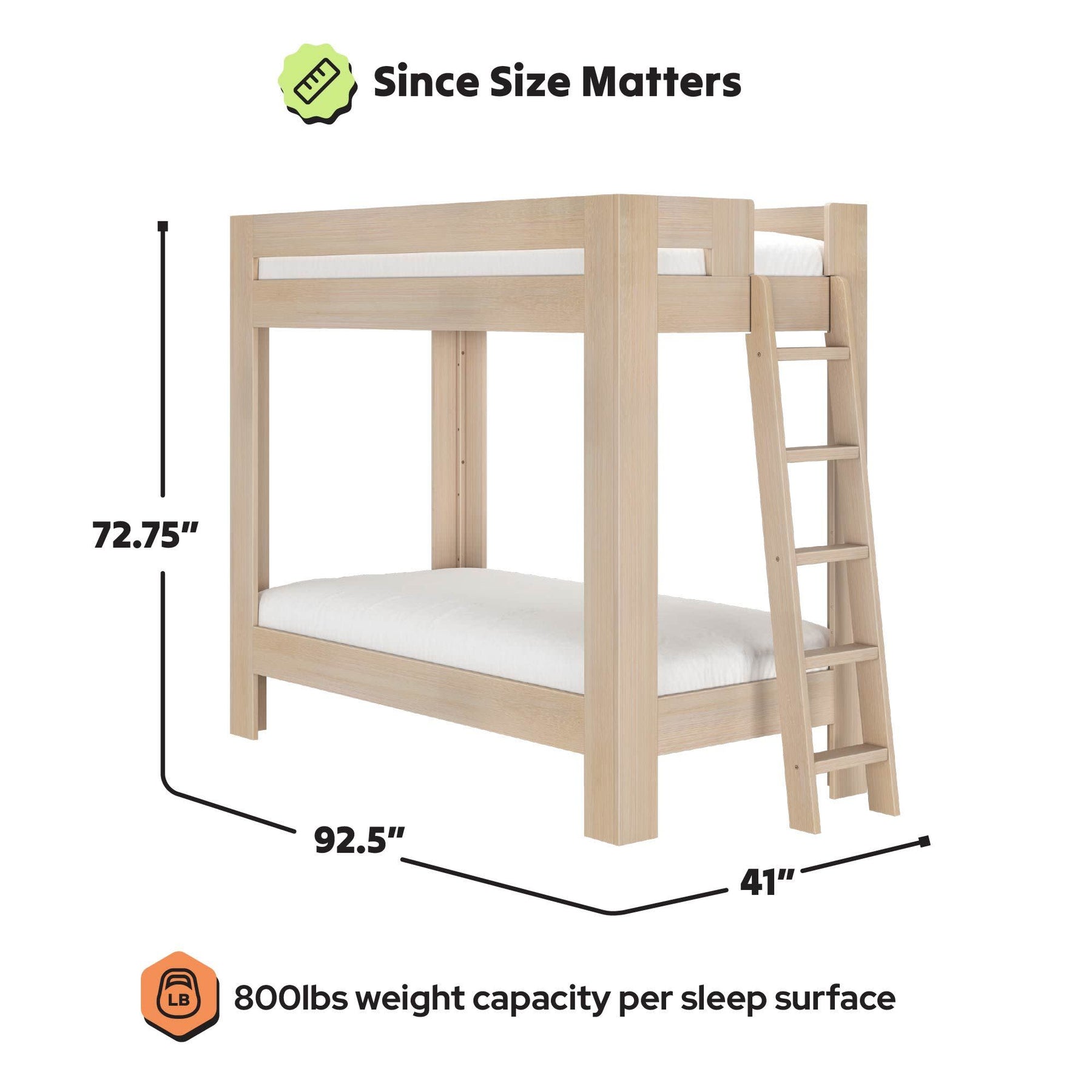Olympic Twin XL Over Twin XL Bunk Bed – Embossed Natural 29 Olympic Twin XL Over Twin XL Bunk Bed in Embossed Natural