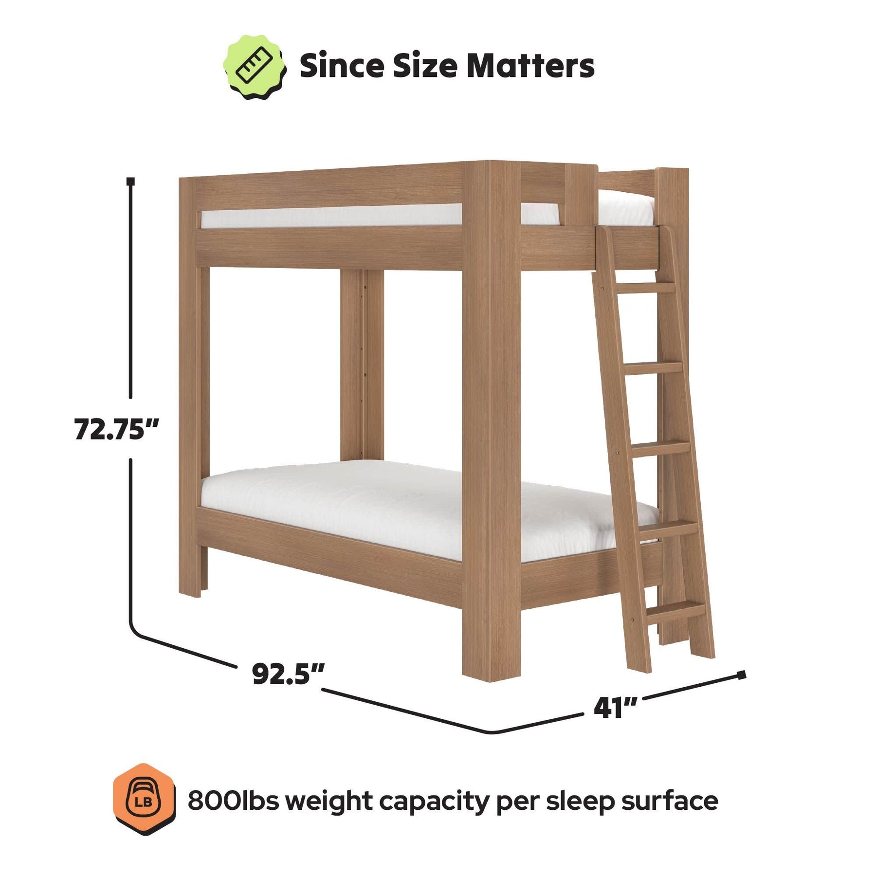 Olympic Twin XL Over Twin XL Bunk Bed – Embossed Pecan 9 Olympic Twin XL Over Twin XL Bunk Bed in Embossed Pecan