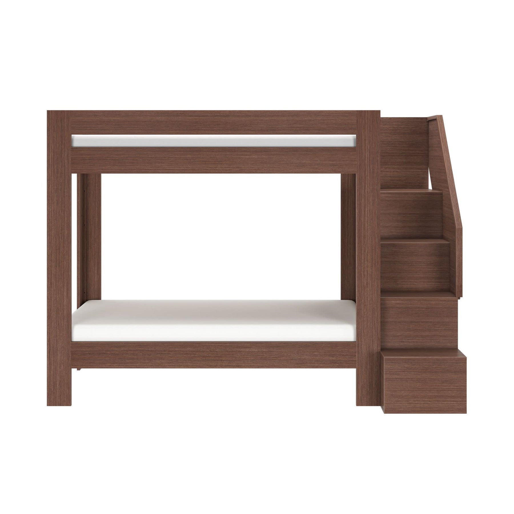 Olympic Twin XL Over Twin XL Bunk Bed with Stairs in Embossed Brown