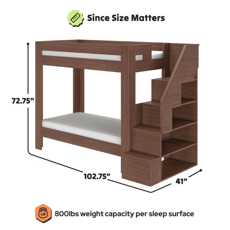 Olympic Twin XL Over Twin XL Bunk Bed with Stairs – Embossed Brown 17 Olympic Twin XL Over Twin XL Bunk Bed with Stairs in Embossed Brown