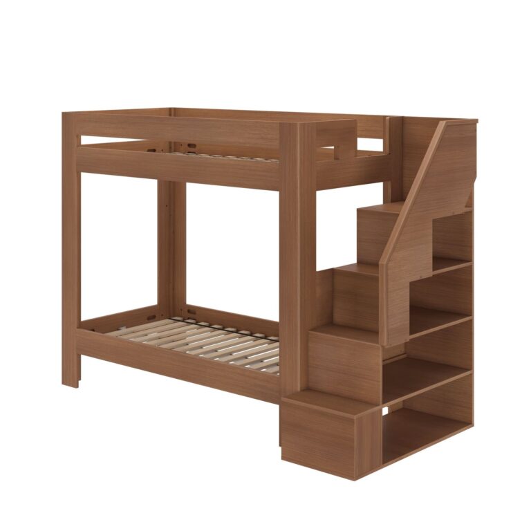 Olympic Twin XL Over Twin XL Bunk Bed with Stairs – Embossed Pecan 4 Olympic Twin XL Over Twin XL Bunk Bed with Stairs in Embossed Pecan