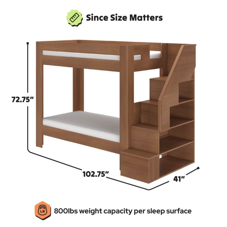 Olympic Twin XL Over Twin XL Bunk Bed with Stairs – Embossed Pecan 9 Olympic Twin XL Over Twin XL Bunk Bed with Stairs in Embossed Pecan