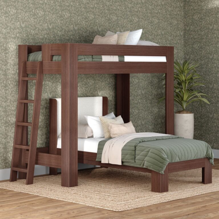 Olympic Twin XL Over Twin XL L-Shaped Bunk Bed – Embossed Brown 11 Olympic Twin XL Over Twin XL L-Shaped Bunk Bed in Embossed Brown