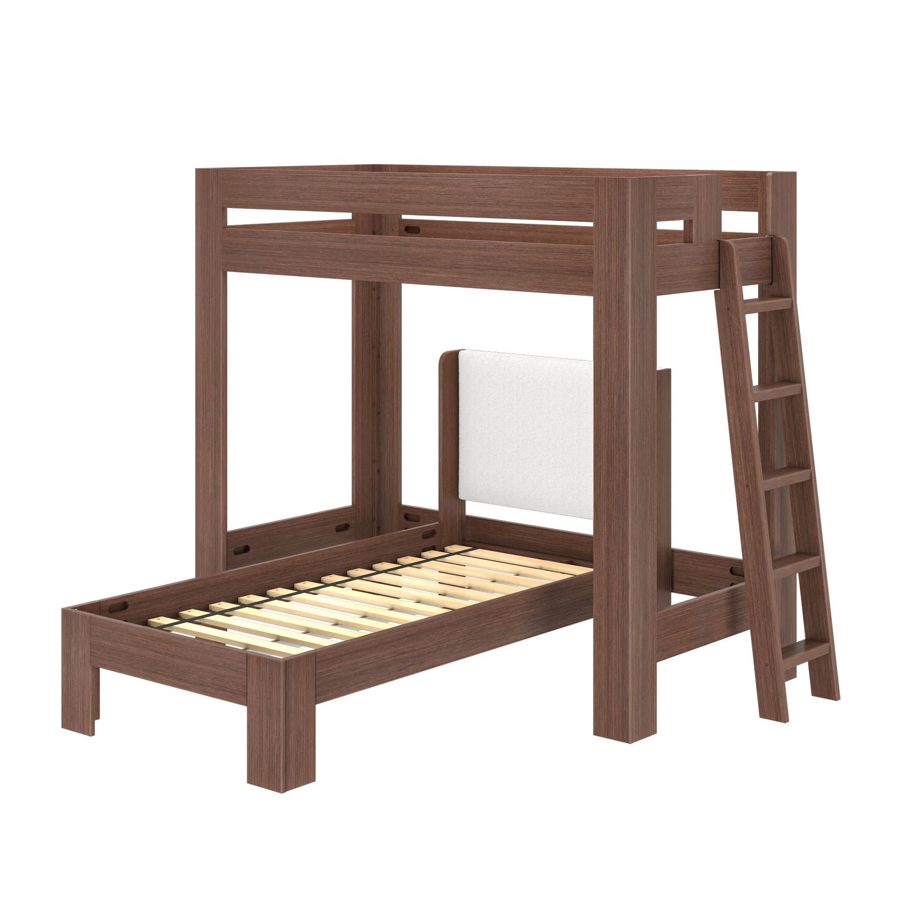 Olympic Twin XL Over Twin XL L-Shaped Bunk Bed in Embossed Brown