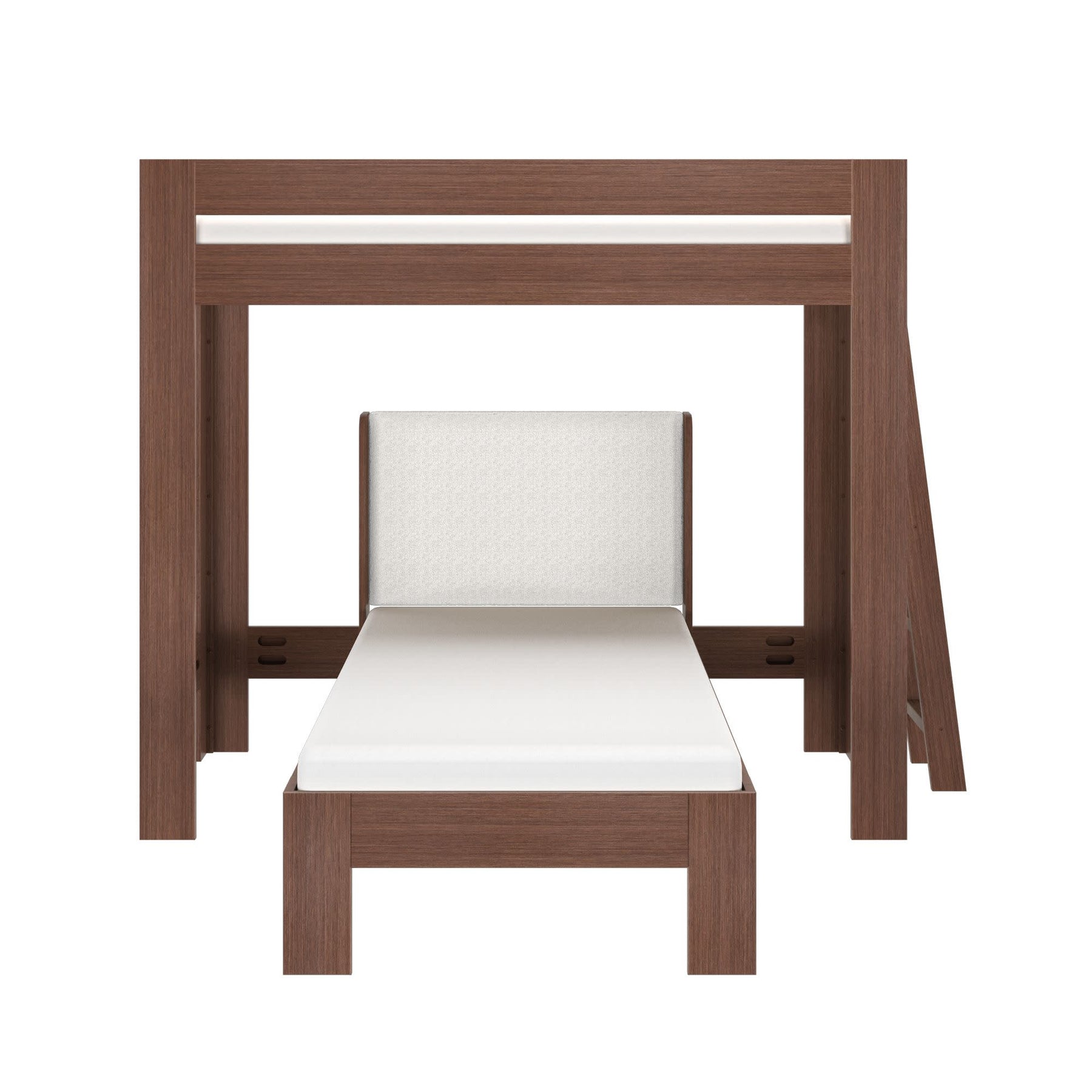 Olympic Twin XL Over Twin XL L-Shaped Bunk Bed in Embossed Brown