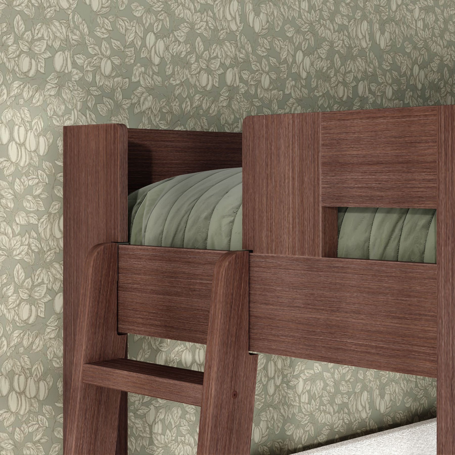 Olympic Twin XL Over Twin XL L-Shaped Bunk Bed in Embossed Brown