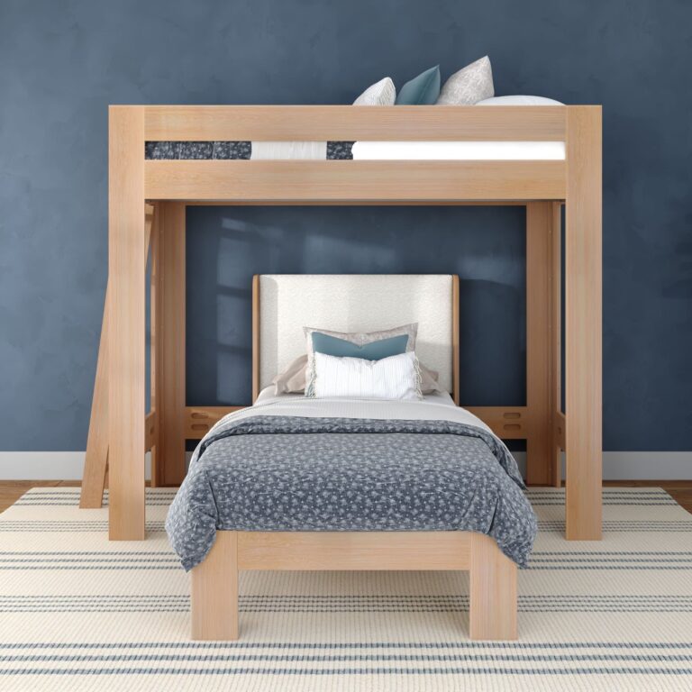 Olympic Twin XL Over Twin XL L-Shaped Bunk Bed – Embossed Natural 22 Olympic Twin XL Over Twin XL L-Shaped Bunk Bed in Embossed Natural