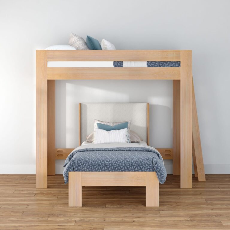 Olympic Twin XL Over Twin XL L-Shaped Bunk Bed – Embossed Natural 28 Olympic Twin XL Over Twin XL L-Shaped Bunk Bed in Embossed Natural