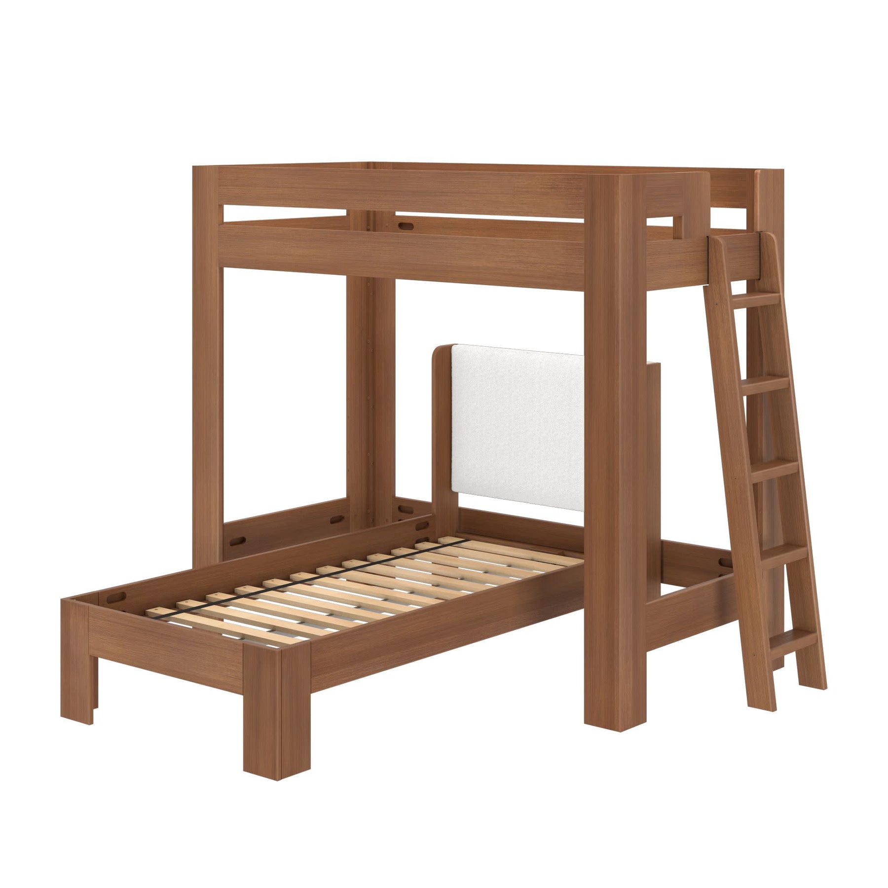 Olympic Twin XL Over Twin XL L-Shaped Bunk Bed in Embossed Pecan