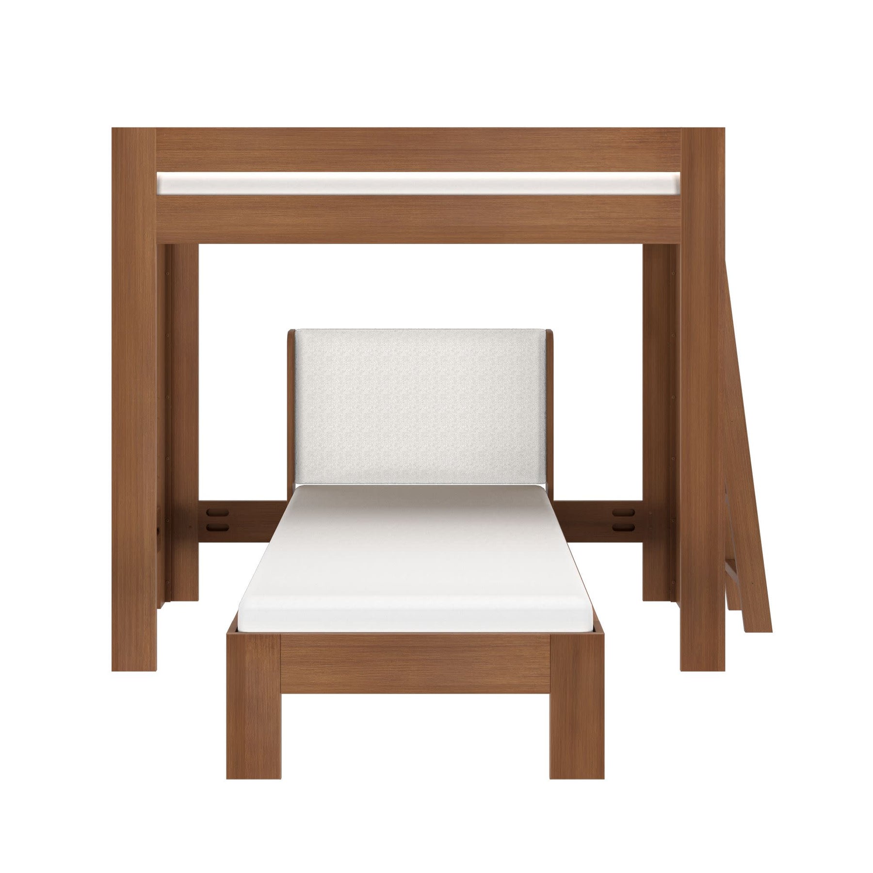 Olympic Twin XL Over Twin XL L-Shaped Bunk Bed in Embossed Pecan