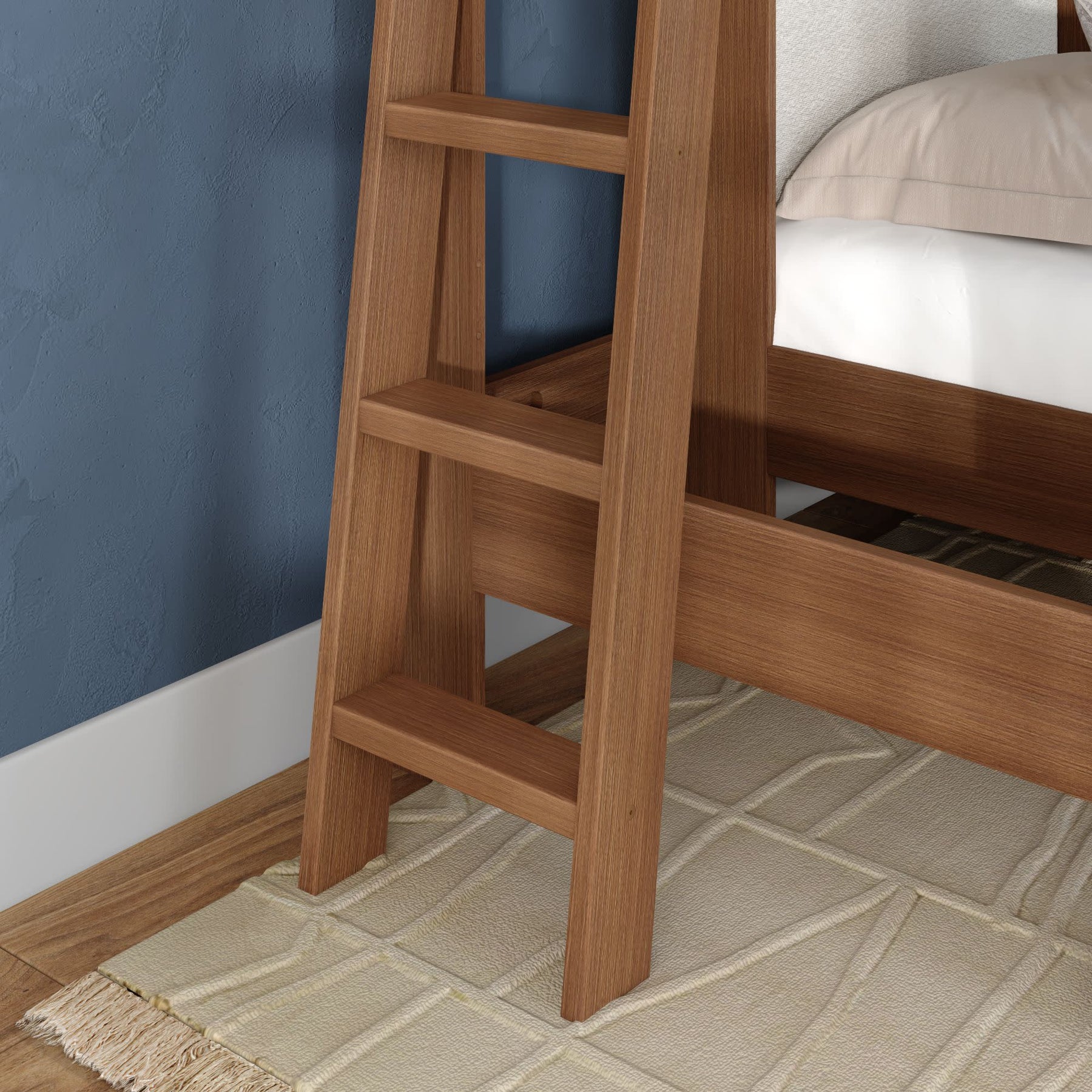 Olympic Twin XL Over Twin XL L-Shaped Bunk Bed in Embossed Pecan