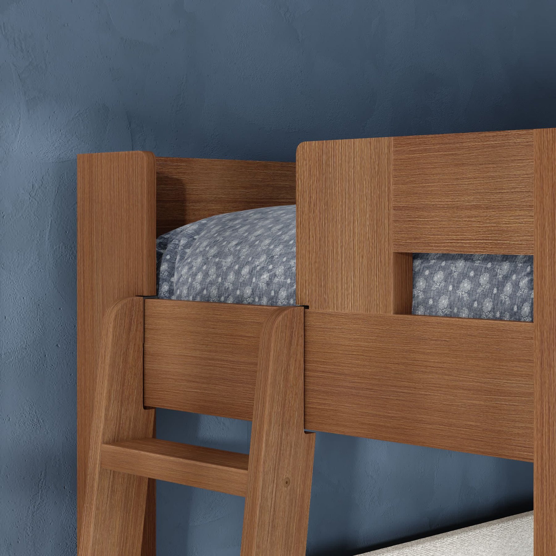 Olympic Twin XL Over Twin XL L-Shaped Bunk Bed in Embossed Pecan