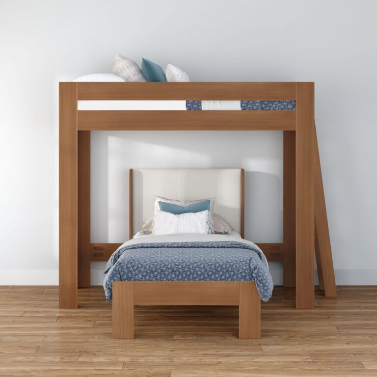 Olympic Twin XL Over Twin XL L-Shaped Bunk Bed – Embossed Pecan 8 Olympic Twin XL Over Twin XL L-Shaped Bunk Bed in Embossed Pecan