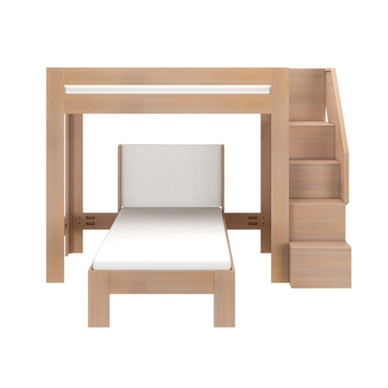 Olympic Twin XL Over Twin XL L-Shaped Bunk Bed with Stairs – Embossed Natural 22 Olympic Twin XL Over Twin XL L-Shaped Bunk Bed with Stairs in Embossed Natural