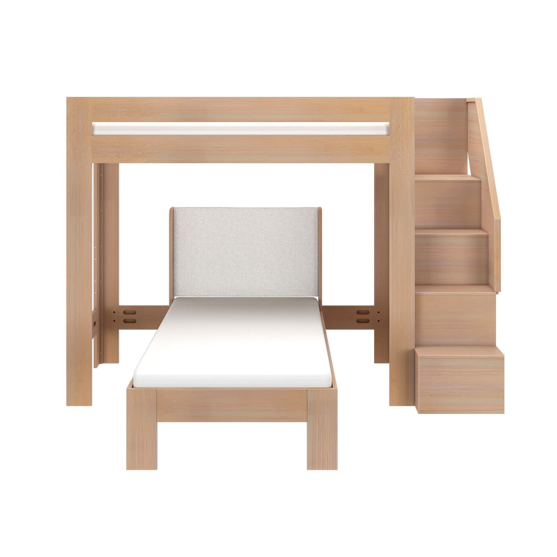 Olympic Twin XL Over Twin XL L-Shaped Bunk Bed with Stairs – Embossed Natural 22 Olympic Twin XL Over Twin XL L-Shaped Bunk Bed with Stairs in Embossed Natural