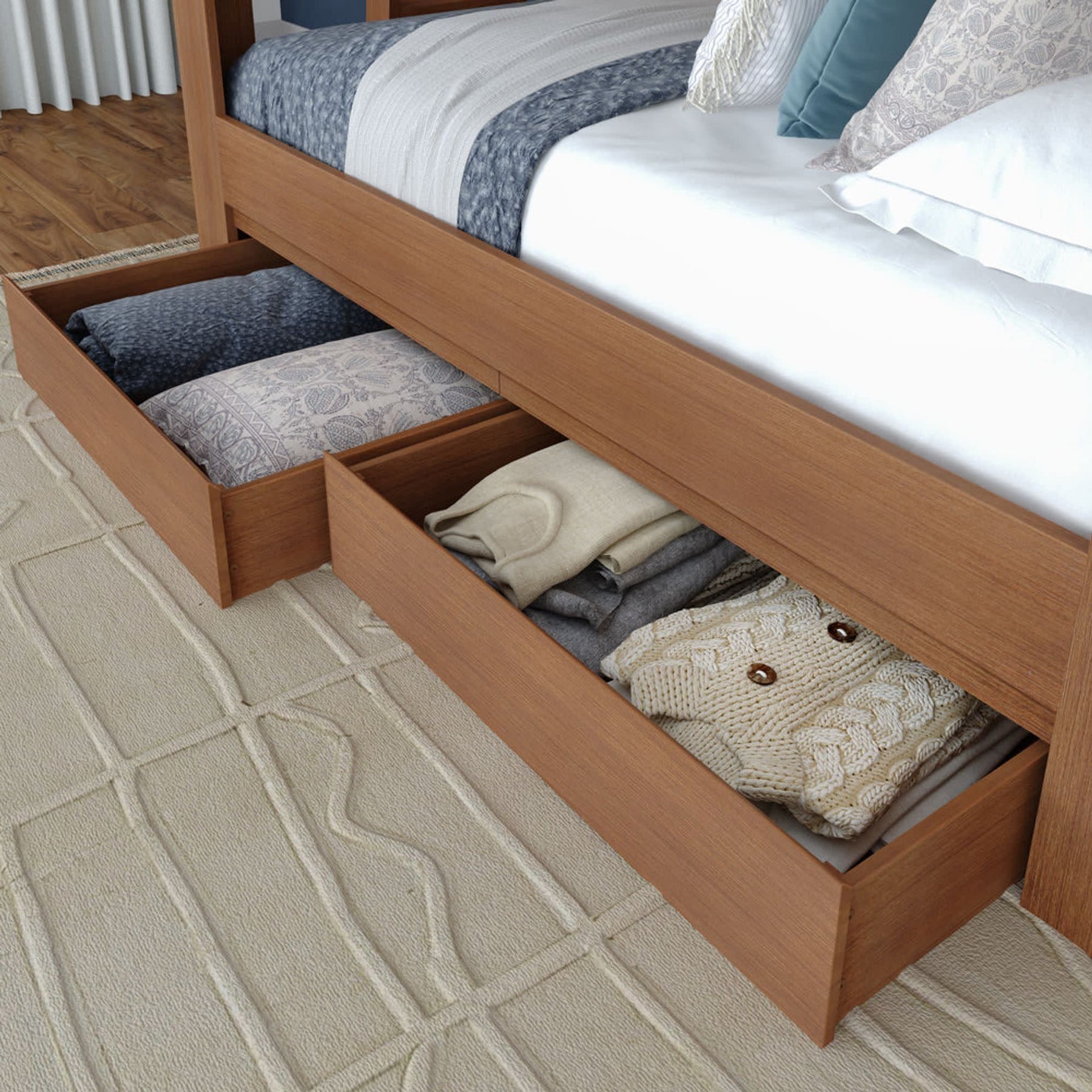 Olympic Underbed Storage Drawers in Embossed Pecan