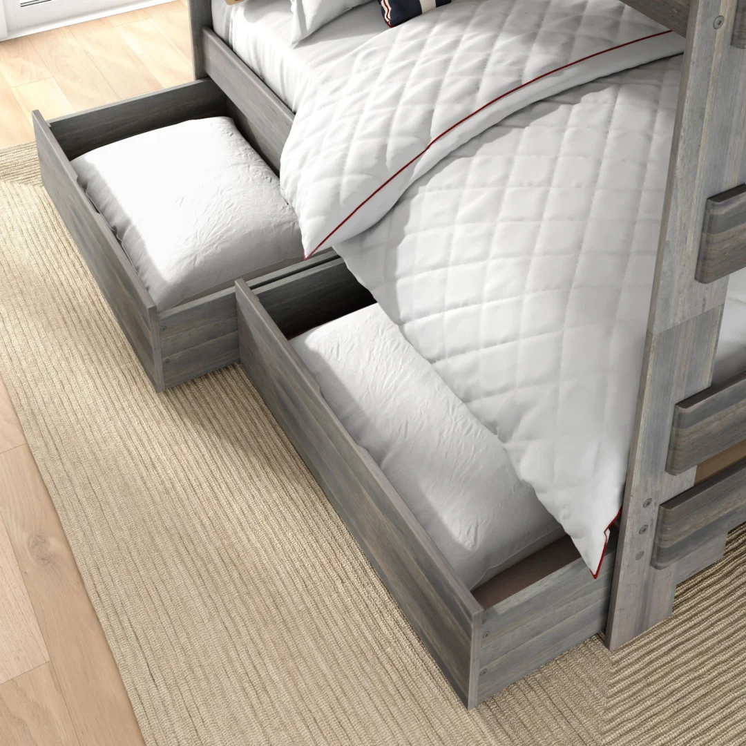 Tahoe Queen over Queen Bunk Bed with Stairs & Storage - Driftwood (6) Tahoe Queen over Queen Bunk Bed with Stairs & Storage in Driftwood - detail view 6