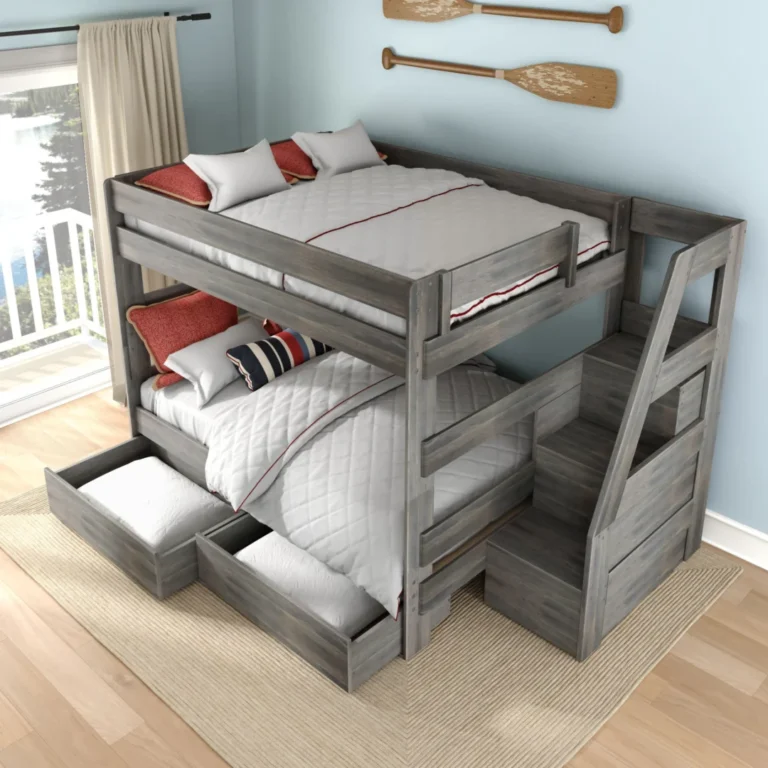 Tahoe Queen over Queen Bunk Bed with Stairs & Storage - Driftwood (8) Tahoe Queen over Queen Bunk Bed with Stairs & Storage in Driftwood - detail view 8