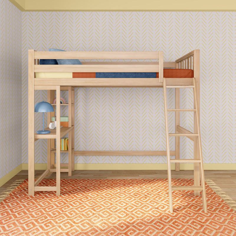 Max and Lily Scandinavian Twin Loft Bed With Desk & Bookcase in solid wood - view 3