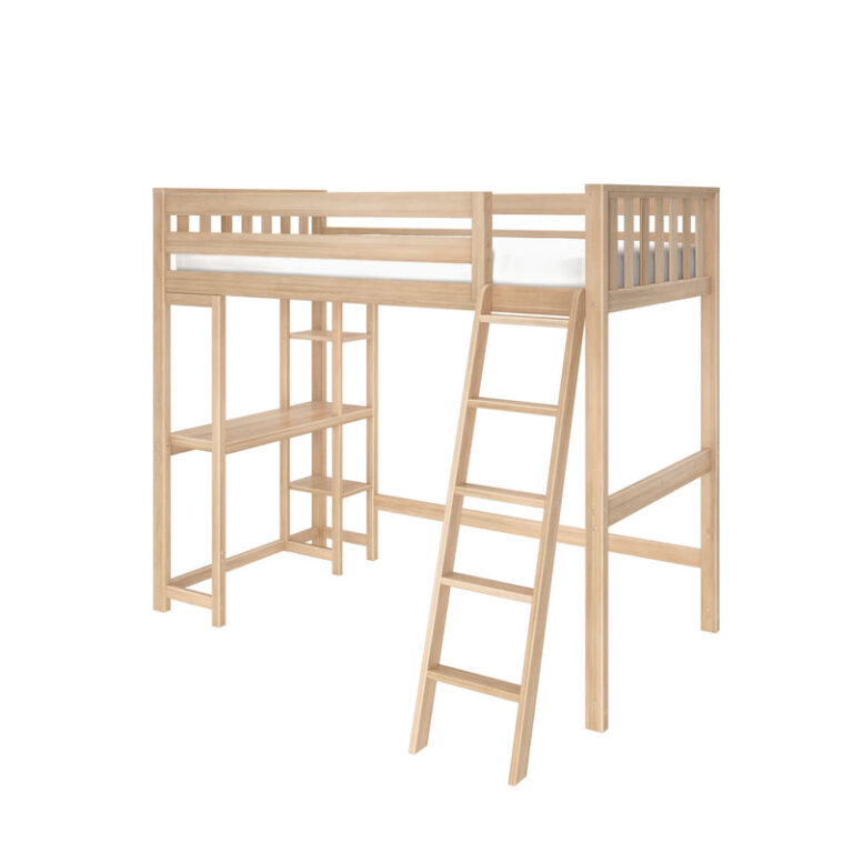 Max and Lily Scandinavian Twin Loft Bed With Desk & Bookcase in solid wood - view 5