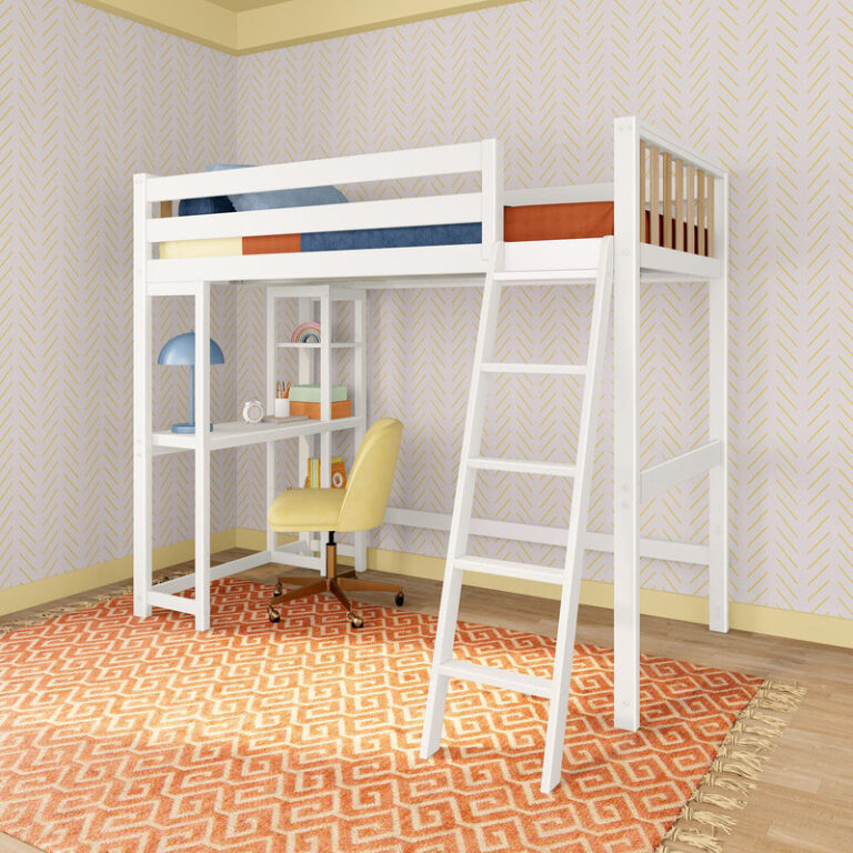 Max and Lily Scandinavian Twin Loft Bed With Desk & Bookcase in solid wood - view 2