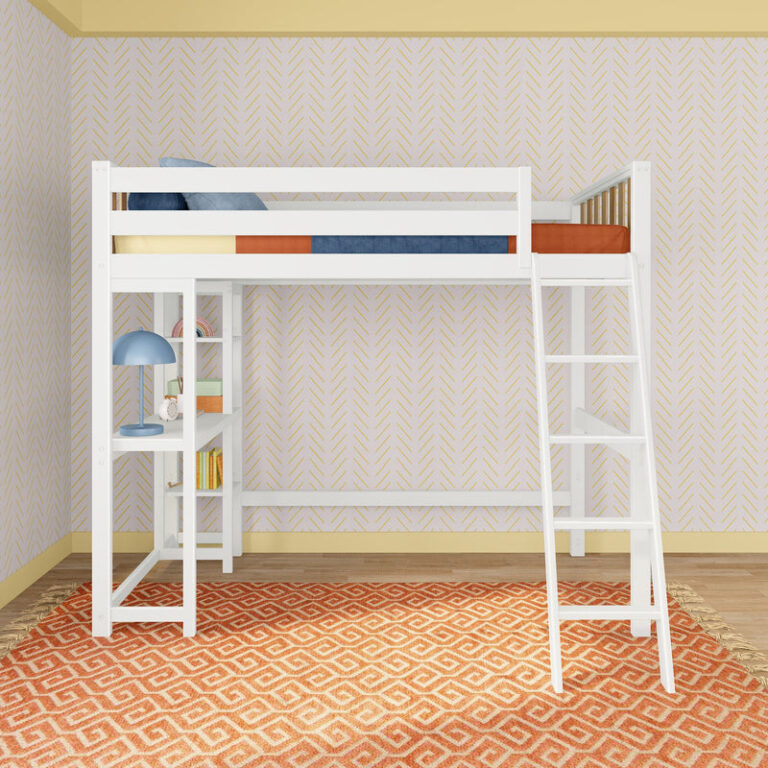 Max and Lily Scandinavian Twin Loft Bed With Desk & Bookcase in solid wood - view 4