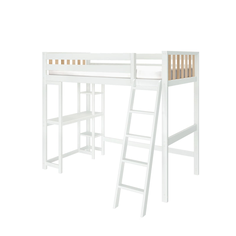 Max and Lily Scandinavian Twin Loft Bed With Desk & Bookcase in solid wood - view 6