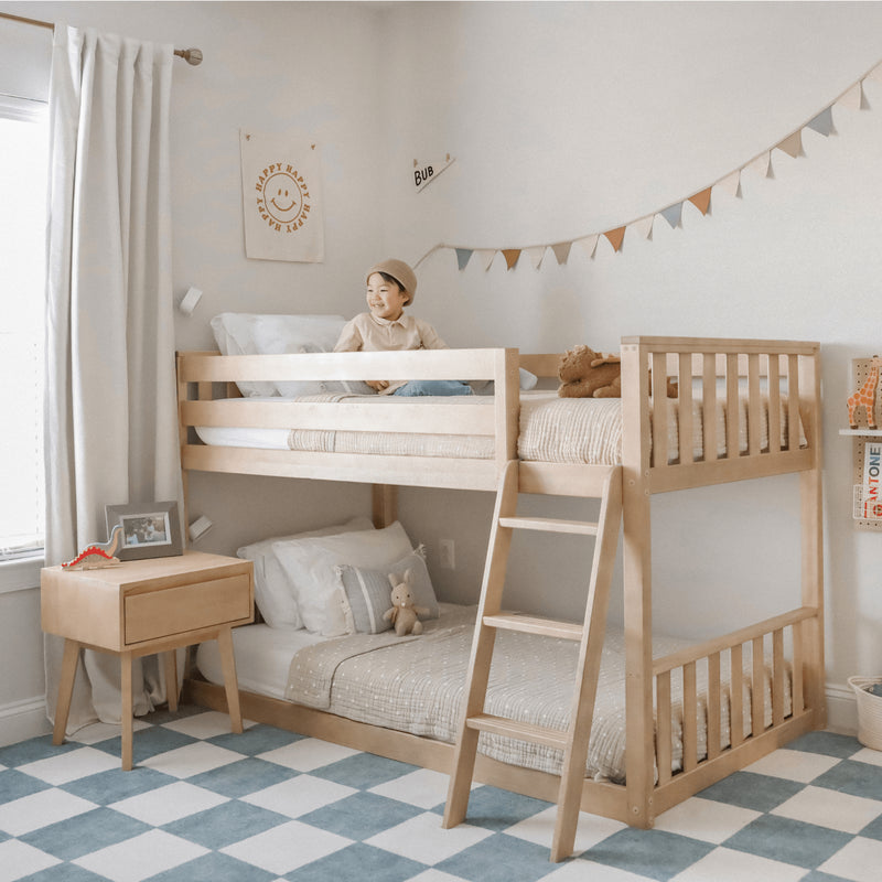 Max and Lily Scandinavian Twin Over Twin Low Bunk Bed in solid wood - view 1