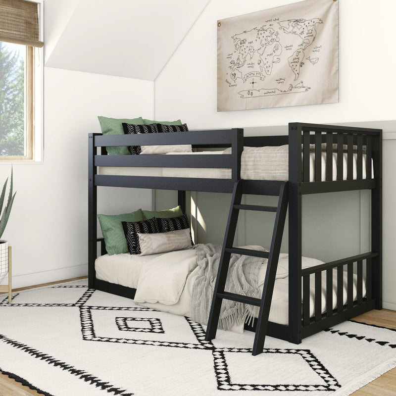 Max and Lily Scandinavian Twin Over Twin Low Bunk Bed in solid wood - view 5