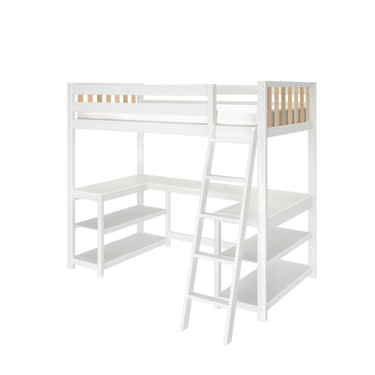max-and-lily-scandinavian-twin-loft-bed-with-wraparound-desk-shelves-1-6 Max and Lily Scandinavian Twin Loft Bed With Wraparound Desk & Shelves in solid wood - view 6