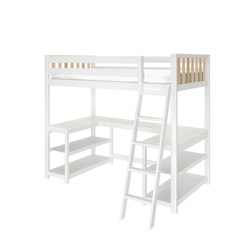 max-and-lily-scandinavian-twin-loft-bed-with-wraparound-desk-shelves-1-6 Max and Lily Scandinavian Twin Loft Bed With Wraparound Desk & Shelves in solid wood - view 6