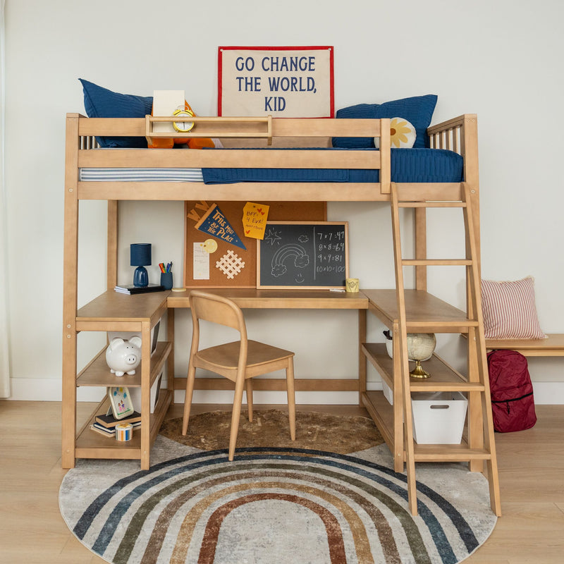 max-and-lily-scandinavian-twin-loft-bed-with-wraparound-desk-shelves-1-3 Max and Lily Scandinavian Twin Loft Bed With Wraparound Desk & Shelves in solid wood - view 3