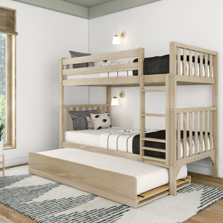 max-and-lily-scandinavian-twin-over-twin-bunk-bed-with-trundle-2 Max and Lily Scandinavian Twin Over Twin Bunk Bed With Trundle in solid wood - view 2