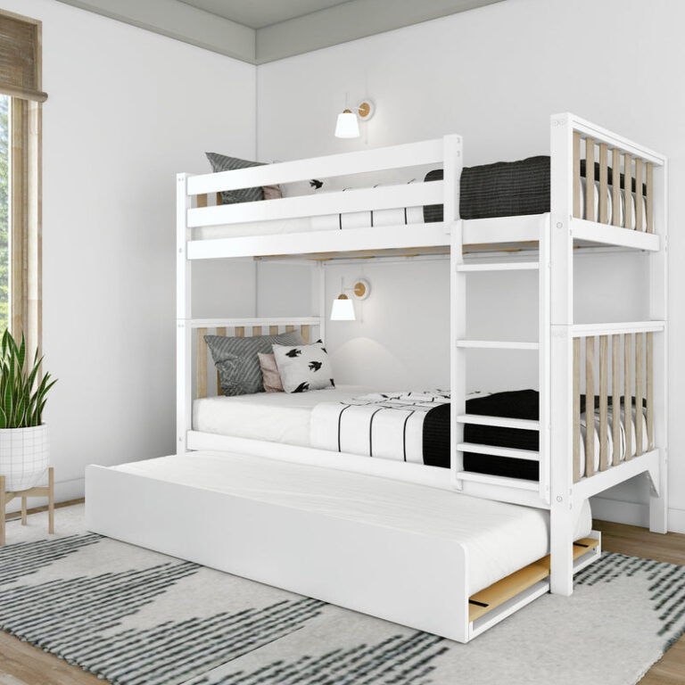 max-and-lily-scandinavian-twin-over-twin-bunk-bed-with-trundle-1 Max and Lily Scandinavian Twin Over Twin Bunk Bed With Trundle in solid wood - view 1