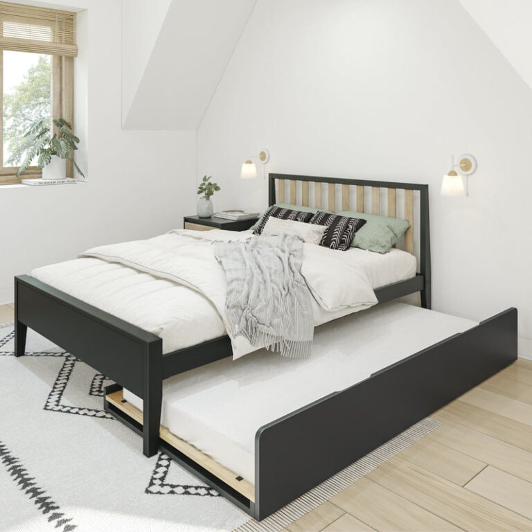 Max and Lily Scandinavian Full Bed With Trundle in solid wood - view 3