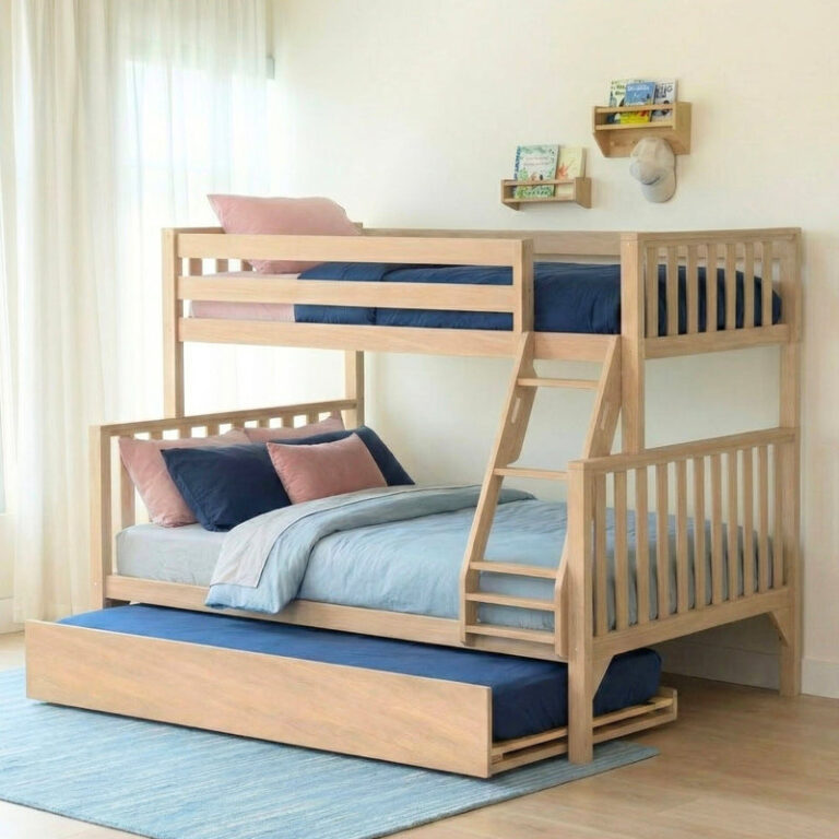 Max and Lily Scandinavian Twin Over Full Bunk Bed With Trundle in solid wood - view 2