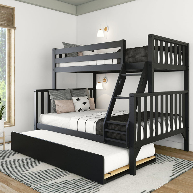 Max and Lily Scandinavian Twin Over Full Bunk Bed With Trundle in solid wood - view 3