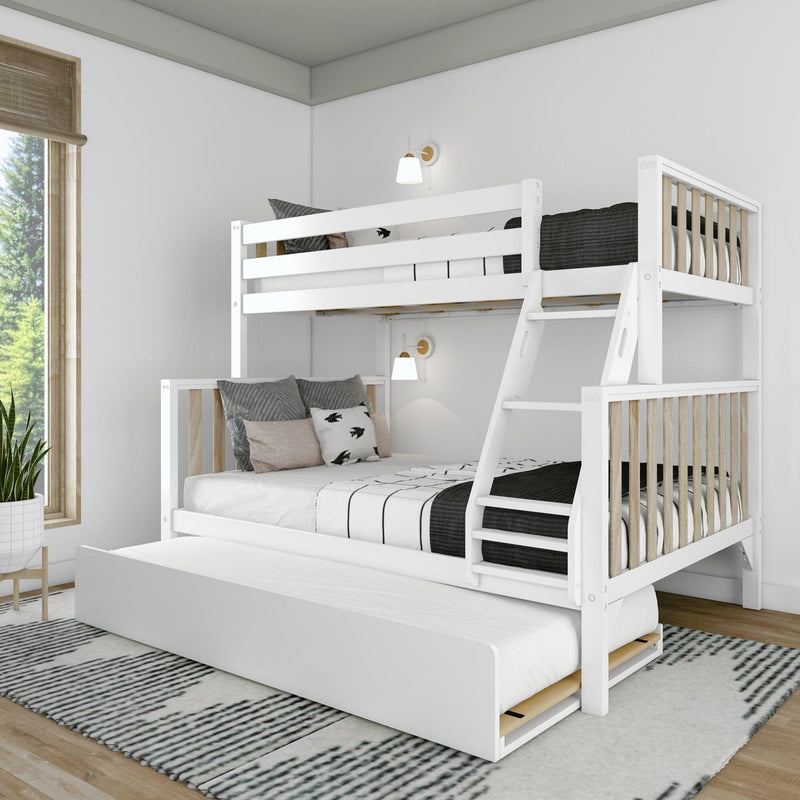 Max and Lily Scandinavian Twin Over Full Bunk Bed With Trundle in solid wood - view 1