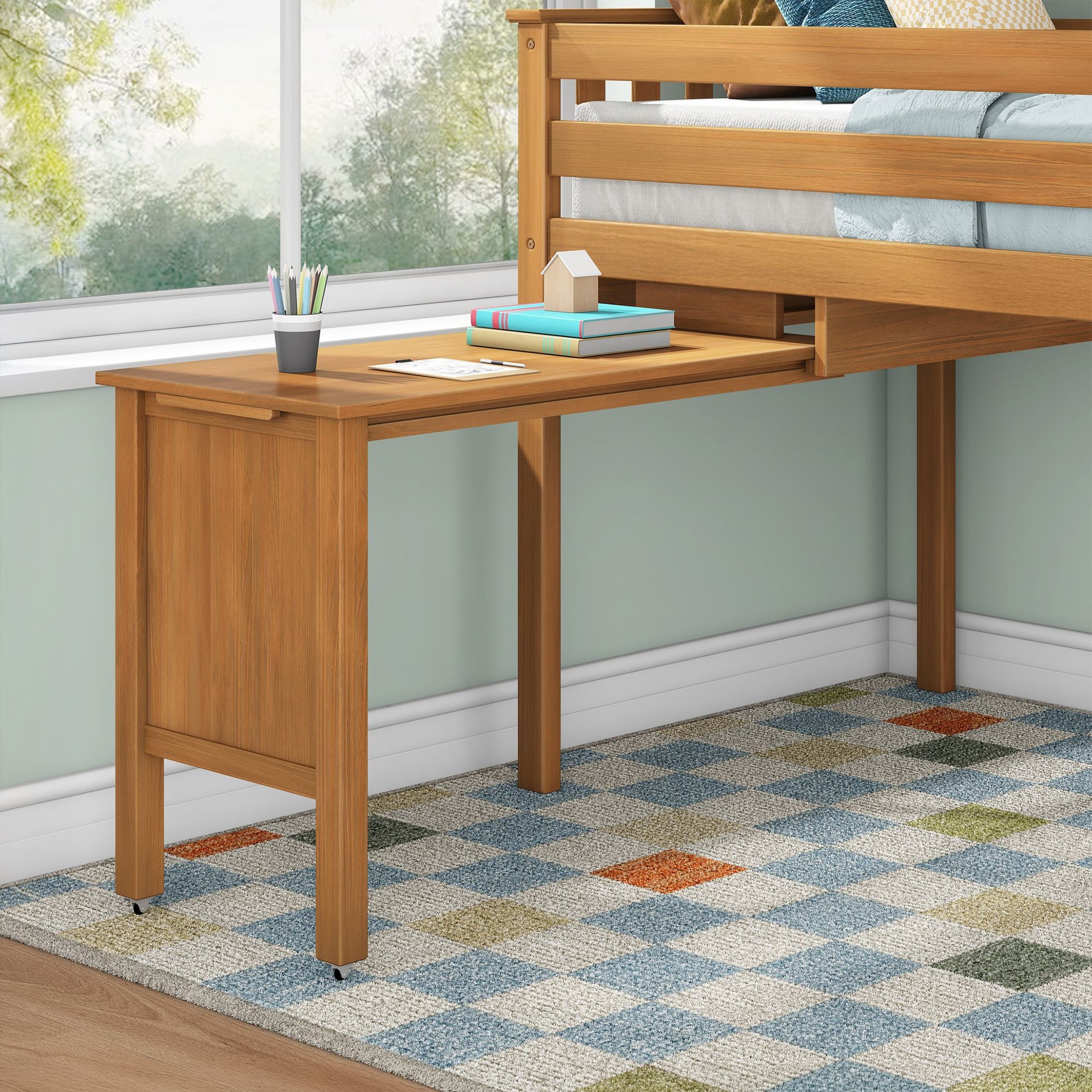 Max and Lily Pull-Out Desk for Low Loft Bed – 41" – detail