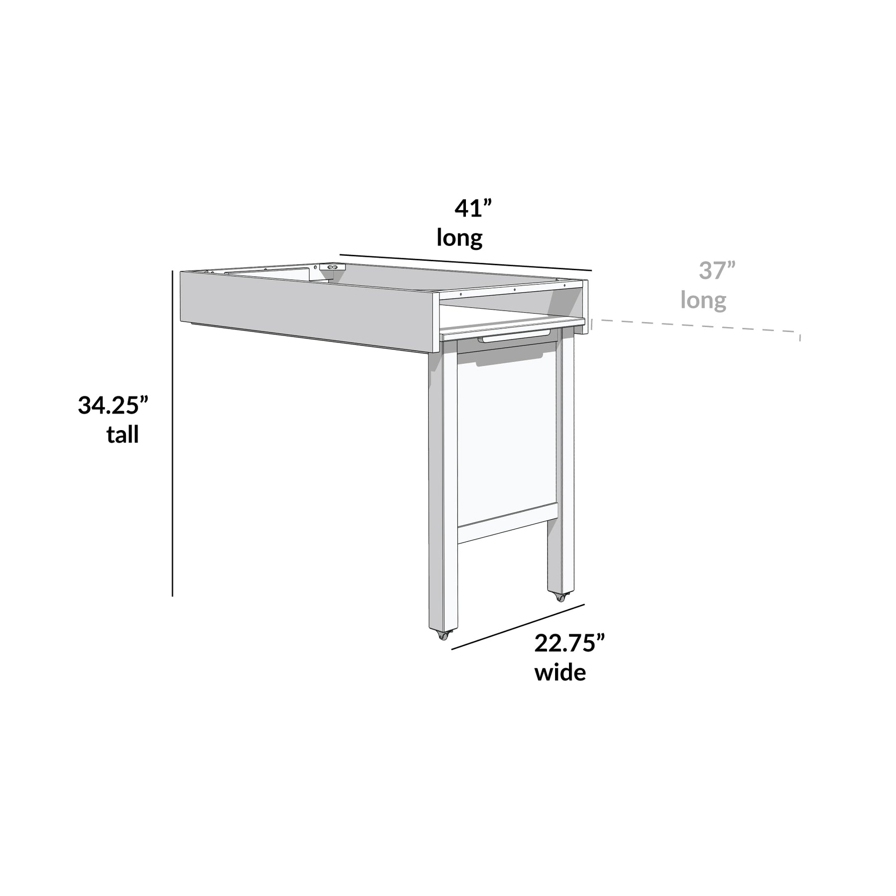 Max and Lily Pull-Out Desk for Low Loft Bed – 41" – detail