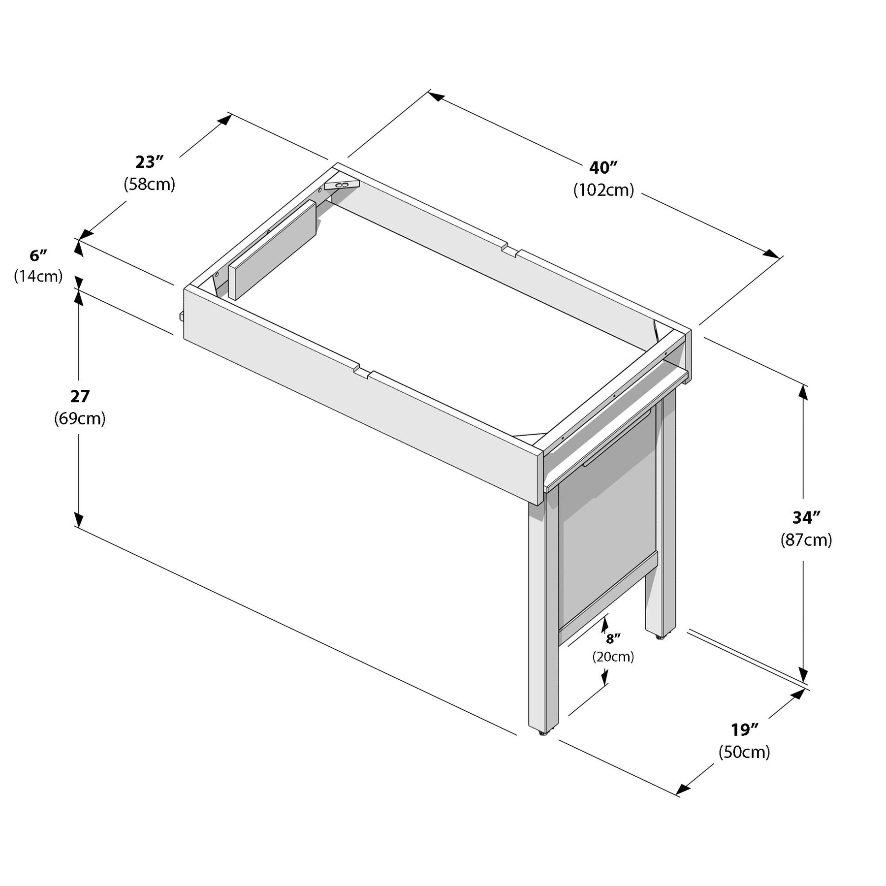 Max and Lily Pull-Out Desk for Low Loft Bed – 41" – detail