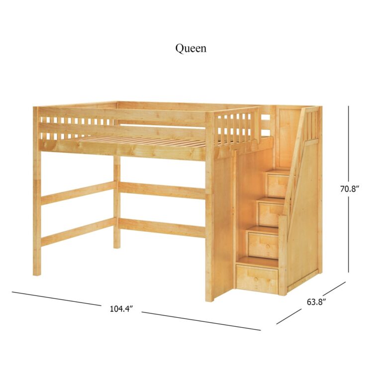 Maxtrix Queen High Loft Bed with Stairs – detail view 1
