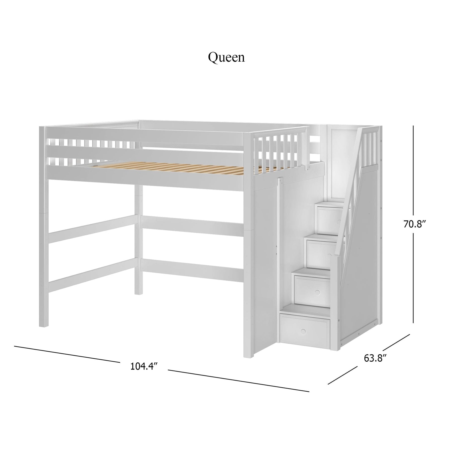 Maxtrix Queen High Loft Bed with Stairs – detail view 2