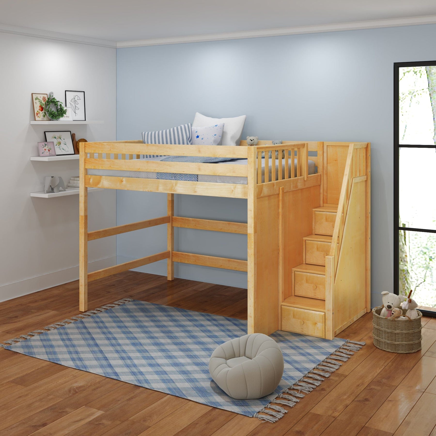 Maxtrix Queen High Loft Bed with Stairs – detail view 3
