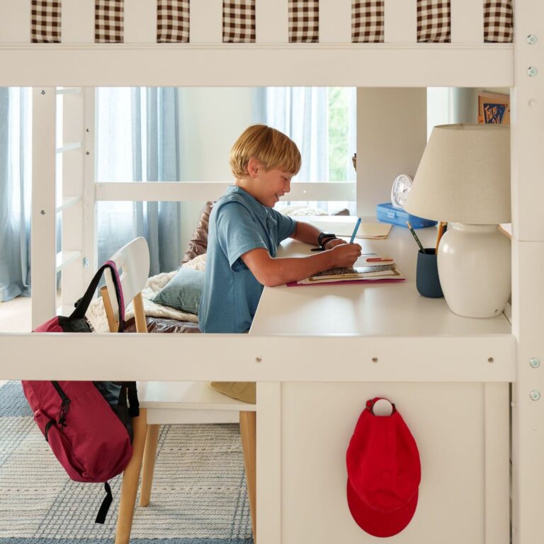 Maxtrix Queen High Study Loft Bed with Long Desk – detail view 5