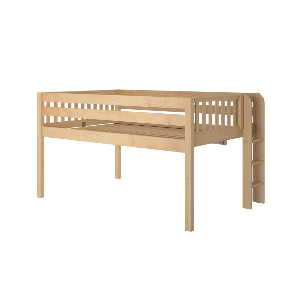 Maxtrix Queen Low Loft Bed – Natural Straight Ladder on End