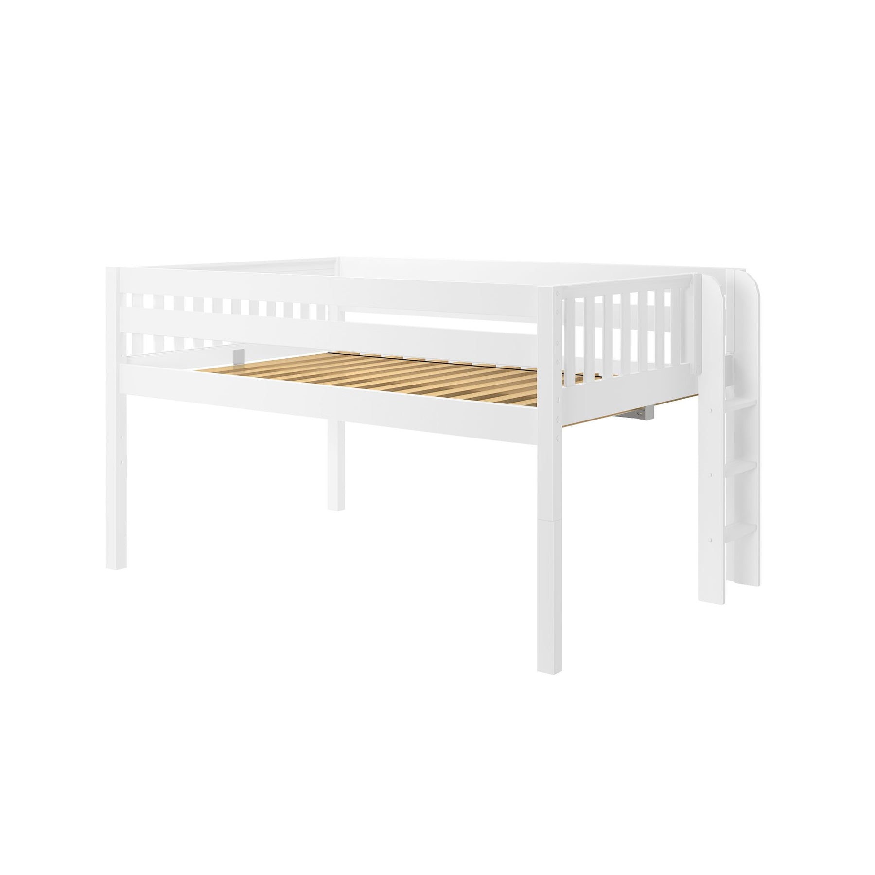 Maxtrix Queen Low Loft Bed – White Straight Ladder on End