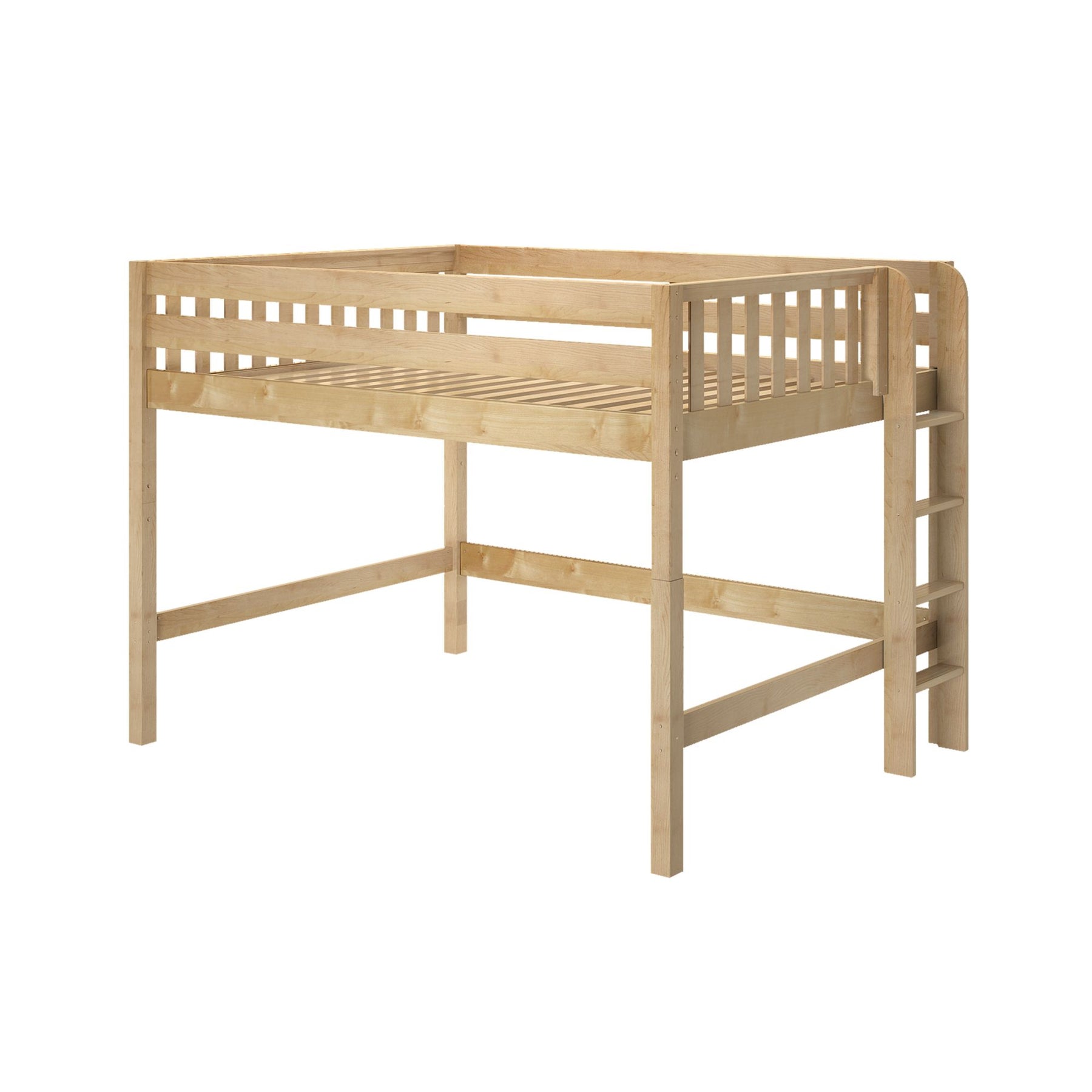 Maxtrix Queen Mid Loft Bed – Natural Straight Ladder on End