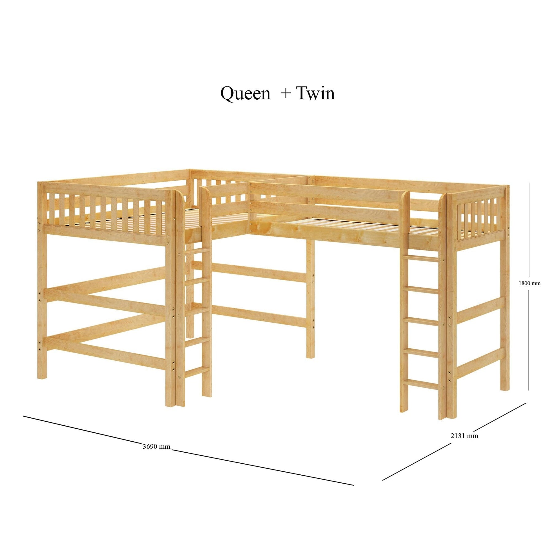 Maxtrix Queen + Twin XL High Corner Loft Bed – detail 1 Maxtrix Queen + Twin XL High Corner Loft Bed – detail view 1